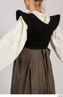  Photos Woman in Historical Dress 52 16th century Historical clothing black-brown dress upper body white shirt 0004.jpg